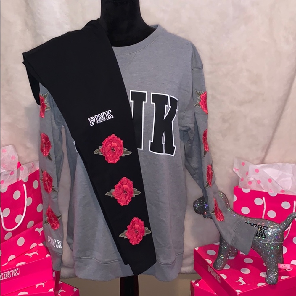 🆕NEW VS PINK EMBROIDERED SET VERY HARD TO FIND